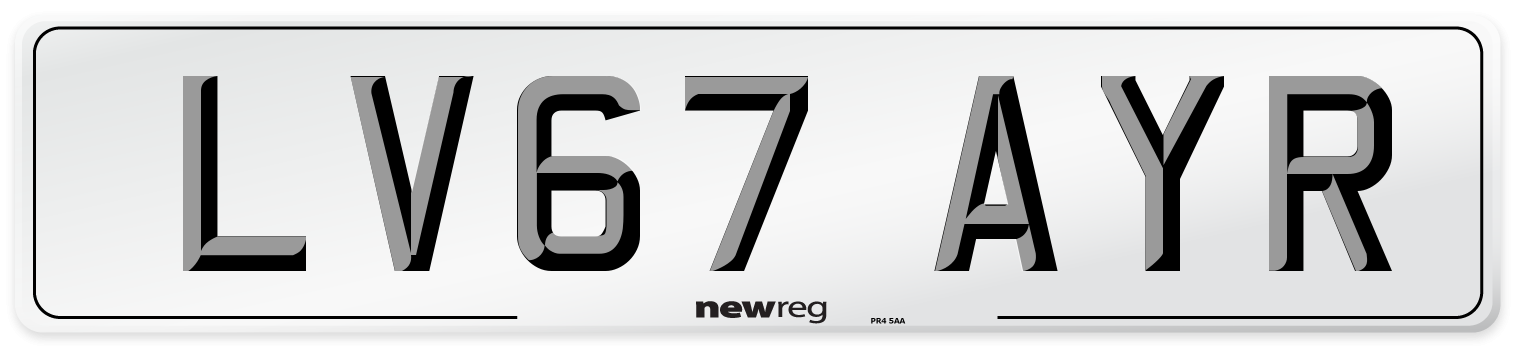 LV67 AYR Number Plate from New Reg